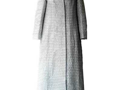 Un soprabito di Elvira Leonardi Bouyeure, in arte Biki,  databile al 1964 e realizzato in lurex e argento