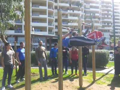 I Baristhenics durante un esercizio