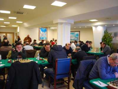 Una panoramica della sala del Torneo di scacchi Week End Citt� di Bari 2013 presso il Circolo Canottieri Barion Sporting Club Bari A.s.d.