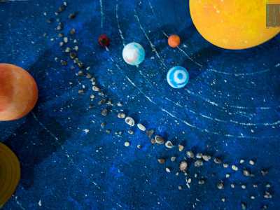 C�� anche spazio per simpatici e colorati modellini del Sistema solare e dell�Universo e non � un caso...