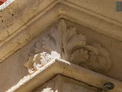 Un altro ornamento bianco dalle sembianze "vegetali" sta invece a indicare la produzione di vino alla quale era dedito il casato...
