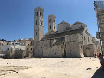 Di fronte all�Adriatico si innalza l'ala sinistra dell'indiscusso simbolo cittadino: il duecentesco duomo di San Corrado, pregevole esempio di romanico pugliese. Da qui sono ben visibili le sue due caratteristiche torri, con quella lato mare ideata per fungere da vedetta