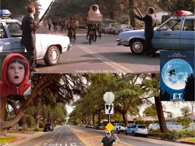 A Los Angeles Boris ha visitato quello che fu il set di �Et� di Spielberg, recandosi nella strada dove fu girata la celebre scena della bicicletta in volo