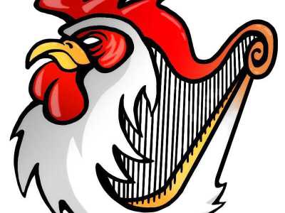 Il simbolo ufficiale del "Bari club Dublino biancorossa": rappresenta la testa di un agguerrito galletto che si va a mischiare a un�arpa celtica