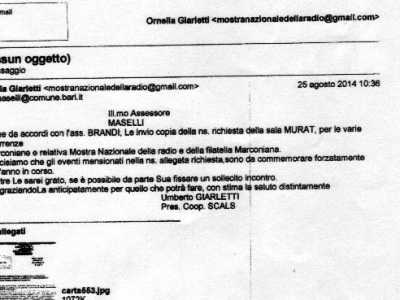 La mail di rinvio della documentazione all'assessorato in data 2 settembre 2014