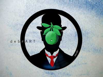 Magritte  intaglio su vinile pi� decorazioni con tencil di Deborah Genchi