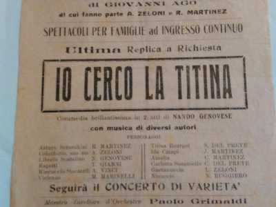 Un manifesto del teatro Garibaldi che annunciava per il 26 aprile 1925 la messa in scena di uno spettacolo da parte di una compagnia napoletana