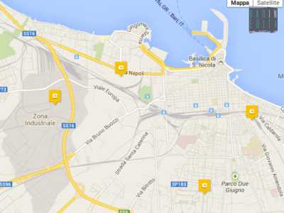 Mappa dei quattro centri di raccolta differenziata