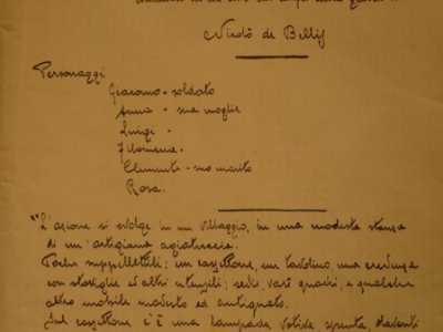 Il frontespizio manoscritto del dramma Il ritorno scritto da Niccol� de Bellis ad Acquaviva delle Fonti