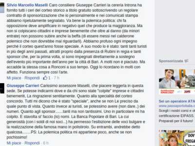 Sempre su Facebook la replica a Carrieri da parte dell'assessore alle Culture del Comune di Bari, Silvio Maselli