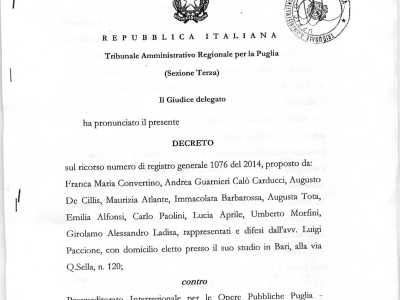 La sentenza del Tar numero 01076/2014, pagina 1