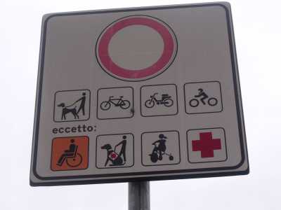 Il vecchi cartello vieta l'accesso ai cani