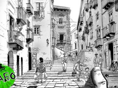 Una veduta del centro storico della citt� di Taranto negli anni 50 vivo e pieno di gente