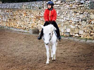 Avvistiamo ora Claudia che � in sella all�unico pony bianco presente