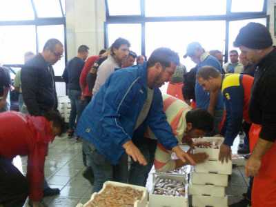 Il 35enne Piero mentre conta il numero di casse di pesce acquistate da un commerciante: � lui l'astatore, la figura che garantisce la regolarit� delle compravendite