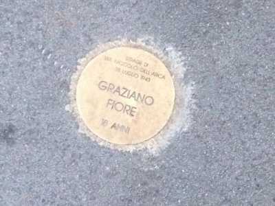 Pietra D'Inciampo dedicata alla memoria di Graziano Fiore, morto a 18 anni nella strage di Via Niccol� Dall'Arca