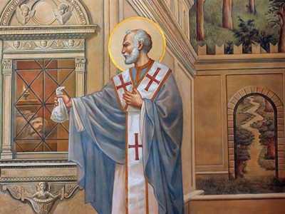 Una icona dell'elemosina di San Nicola a beneficio di povere fanciulle