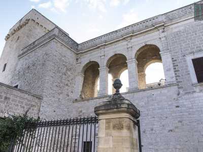 Sulla sinistra spicca la possente torre costruita dai normanni nel 1060 e usata per controllare un'area che spaziava da Ceglie del Campo a Capurso