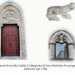 Tre frammenti dell'antico duomo: il portale (ricostruito sulla chiesa del Santo Rosario), una testa leonina e una bifora  