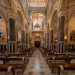 La chiesa si presenta a tre navate e il piano strutturale  quello del tempo di Federico.  subito evidente il contrasto con la sobriet della facciata: linterno  infatti opulento ed elaborato, frutto di interventi massicci operati nella seconda met dell800