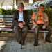 Nonno Giuseppe sulla sinistra e il suo amico Tonino sulla destra: gli anziani apprezzano particolarmente la vita tranquilla del paese