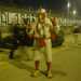 Il 63enne Donato Petrosini, abbonato della curva Nord, ritratto con il suo costume da galletto che indossa da un anno e mezzo