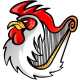 Il simbolo ufficiale del "Bari club Dublino biancorossa": rappresenta la testa di un agguerrito galletto che si va a mischiare a un�arpa celtica